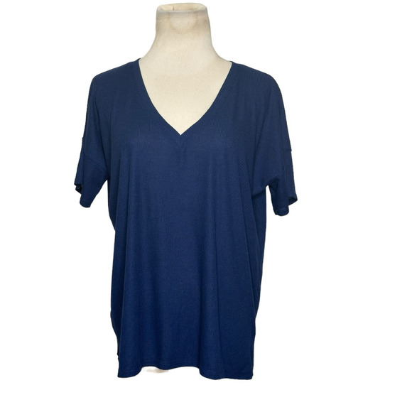 Forever 21 blue v neck short sleeves knit top size Small - Picture 1 of 6